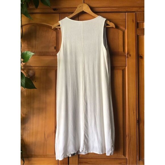 old navy dress cream embroidery V-neck tassel tie Beach SZ MTall - Picture 6 of 10